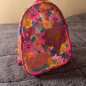 Pink and yellow mini backpack with glitter